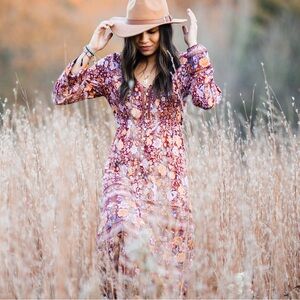Bohemian Floral Long Sleeve Maxi Dress
